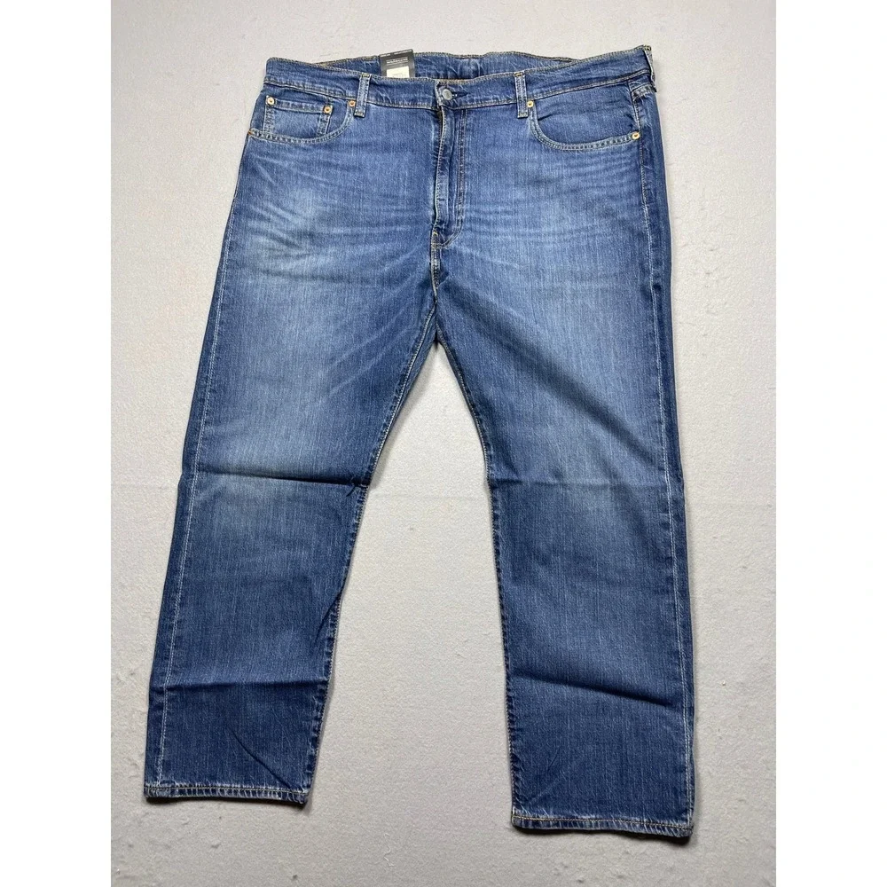 Levis Premium 502 Taper Mens Jeans 44x30 Blue Eco Ease Denim Pants 596840150